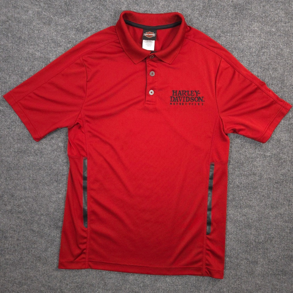 Harley Davidson Performance Polo Shirt Mens M Red Daytona Beach Florida Golf - Picture 2 of 11